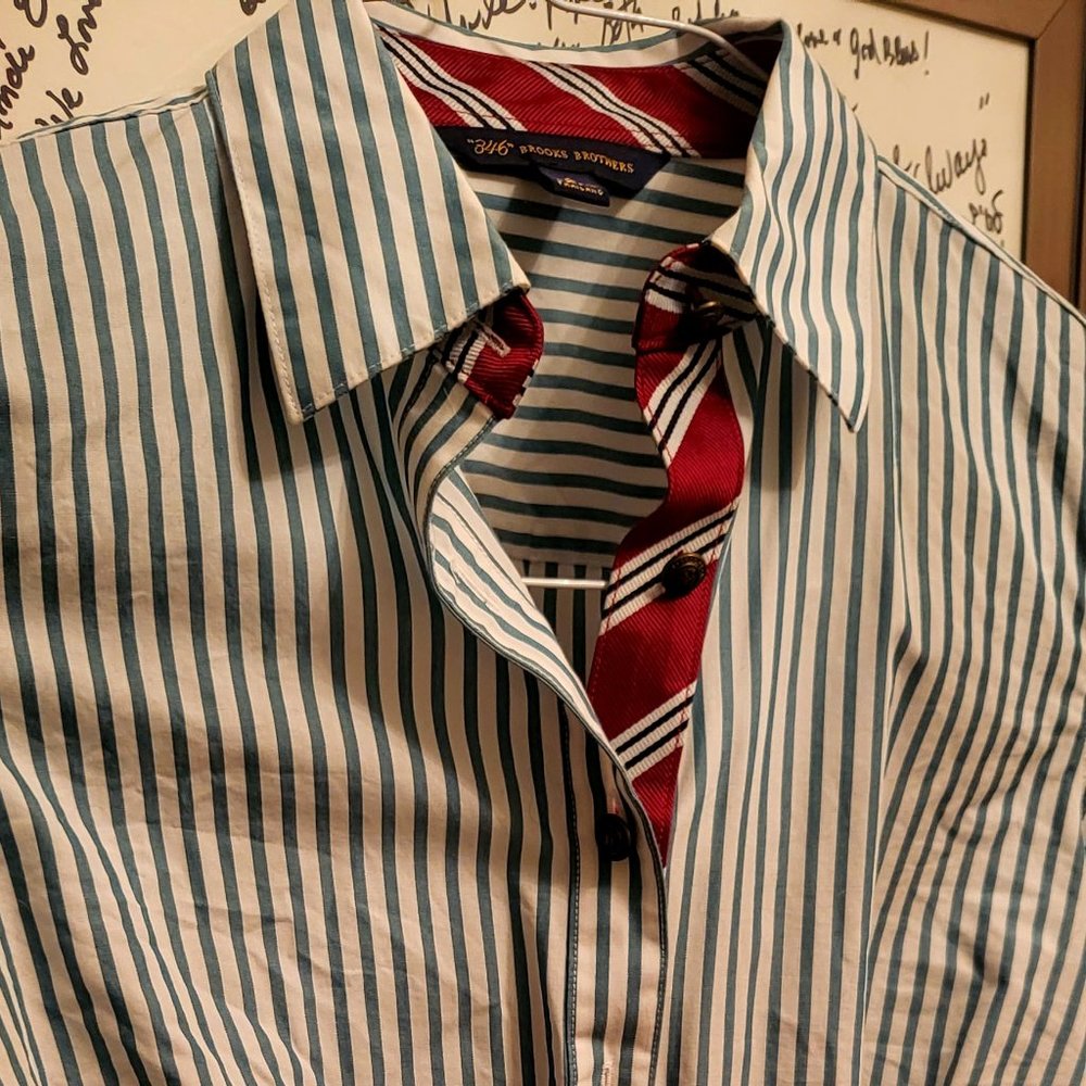 Brooks Brothers Green Stripe Oxford button down